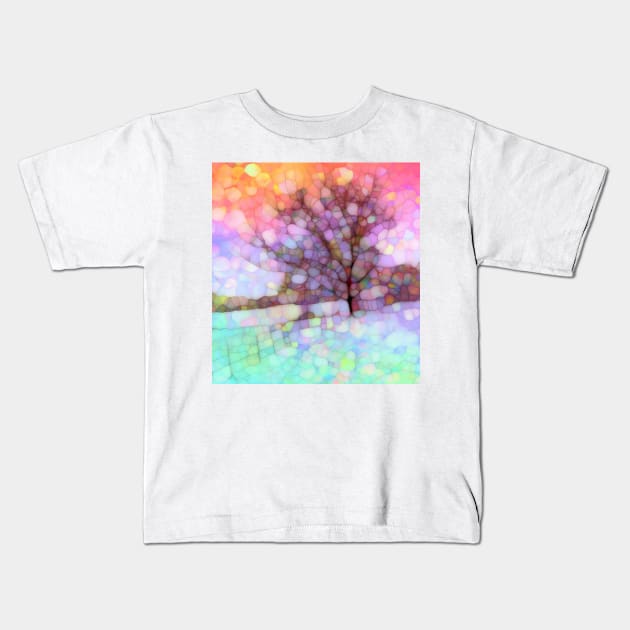 Snow storm tree Kids T-Shirt by redwitchart